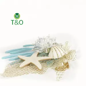 Phụ kiện tóc nàng tiên cá với vỏ pha lê nhân tạo và yếu tố san hô - Perfect cho tiệc bãi biển