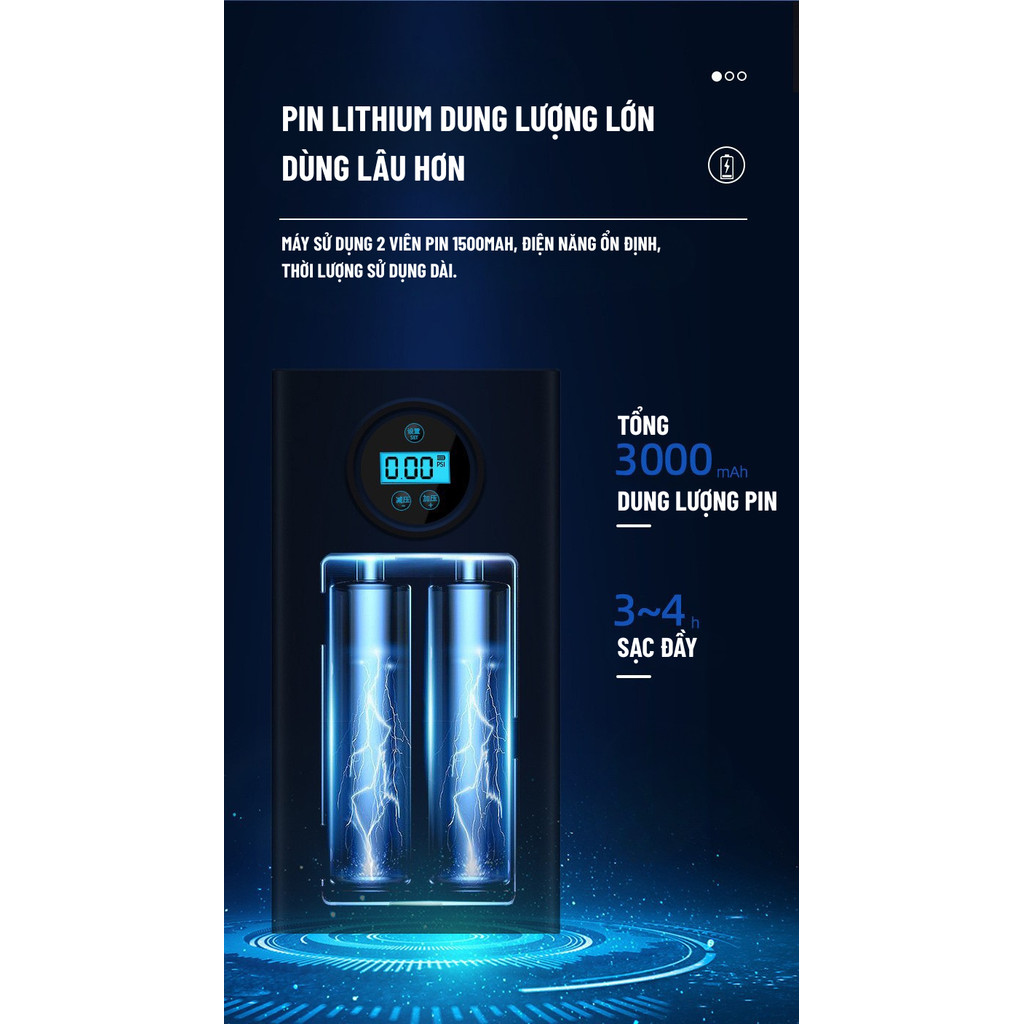 Bơm hơi mini di động dùng pin sạc cao cấp Wisezen dùng cho Ô tô Xe đạp Xe máy Xe điện Bóng đá