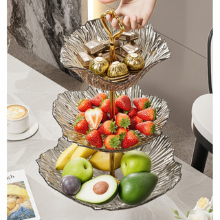 Đĩa Đựng Trái Cây 2-3 Tầng Vân Kim Cương Trong Suốt MAISON, Khay Đựng Bánh Kẹo Mứt Tết Sâu Lòng Decor Tiệc Trà