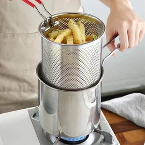 Nồi Chiên Ngập Dầu 2in1 Bằng Thép Không Gỉ 304, Có Lưới Lọc Tiết Kiệm Dầu Chống Dính Dùng Được Bếp Từ