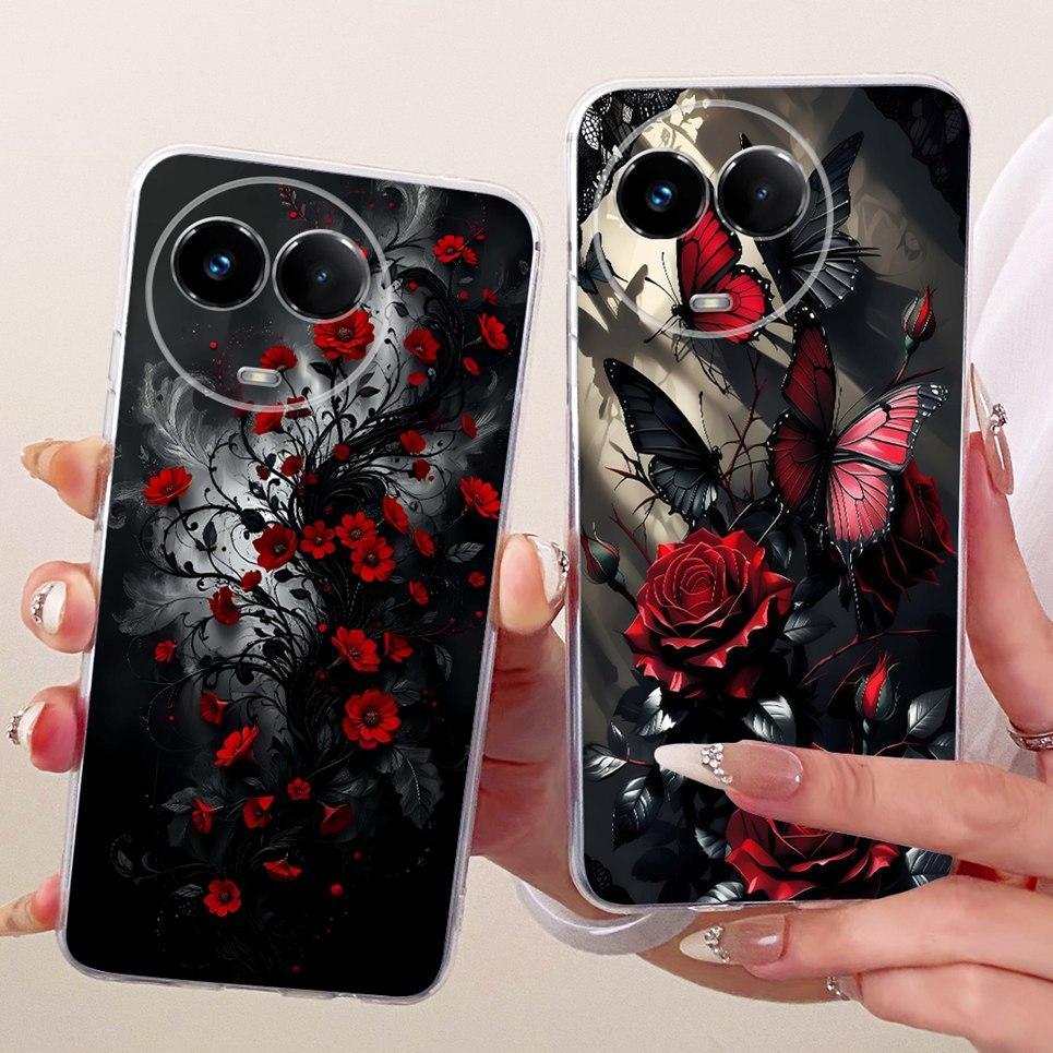 Vỏ Silicon Mềm Trong Suốt Cho Realme 11x RMX3785 Ốp Lưng Điện Thoại Realme 11 5G RMX3780 Vỏ Hoạt Hình Mèo Rồng Hoa Bướm