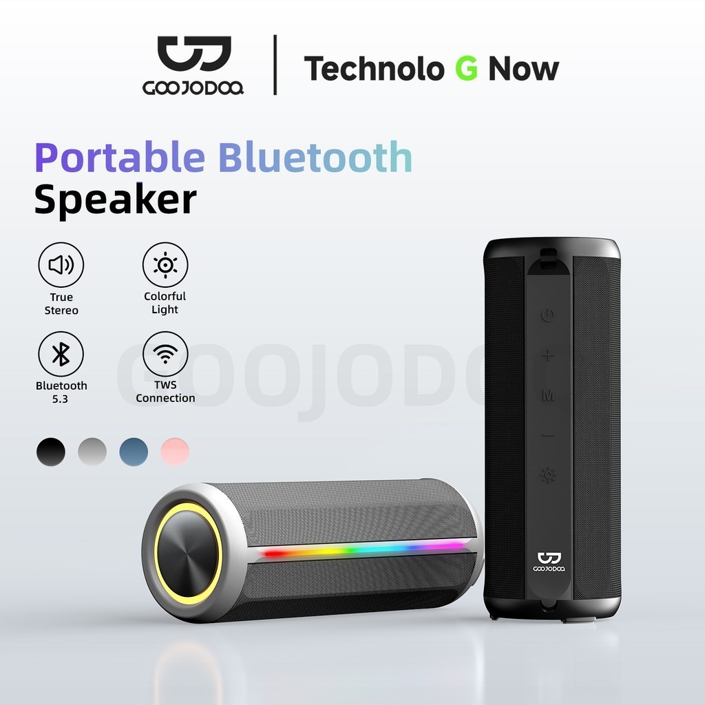 Loa Bluetooth 5.3 GOOJODOQ, pin 1800mAh, đèn LED RGB, kết nối TWS, thiết kế nhỏ gọn và bền bỉ