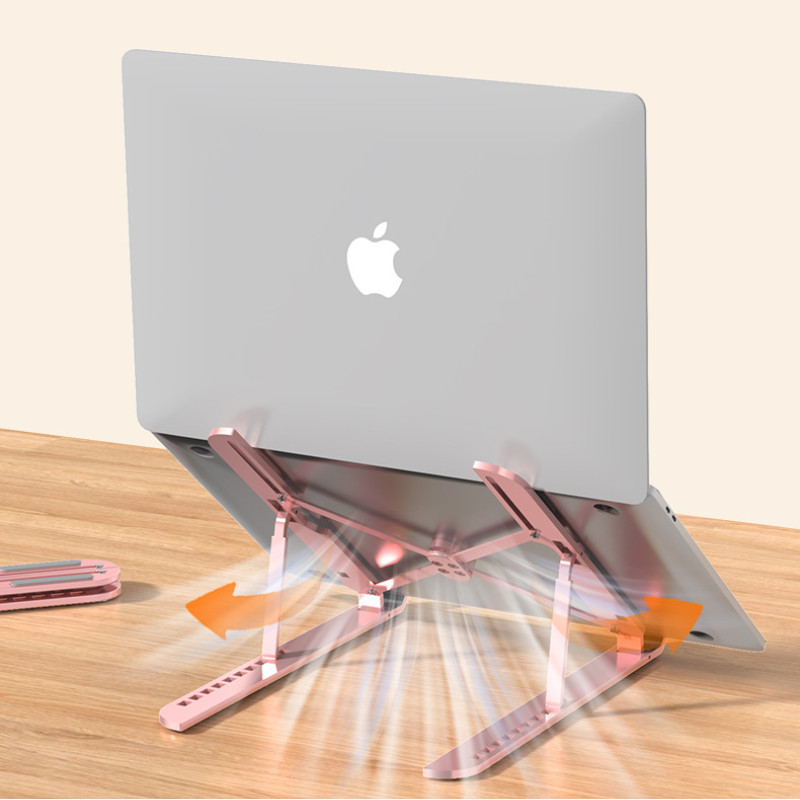 Giá Đỡ Laptop Hợp Kim Nhôm Cao Cấp, Tản Nhiệt Gấp Gọn, Điều Chỉnh 10 Cấp Độ Cao Có Đệm Chống Trượt Cho Laptop 14-17 Inch