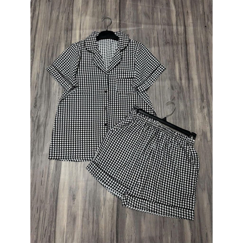 Mango Quần Đùi Đồ Bộ Pyjama Tay Ngắn Lụa Mango Sang Trọng Thoáng Mát 1 Size Từ 45 Đến 58kg