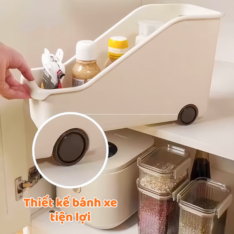 Khay Đựng Đồ Nhà Bếp Đa Năng Có Bánh Xe Tiện Lợi, Kệ Để Đồ Gầm Bếp, Tủ Bếp Sắp Xếp Gọn Gàng