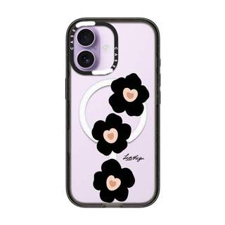 CASECASE X Hoa Đen Tình Yêu Cạnh Đen Trong Suốt Cứng Từ Hút Tác Động Dành Cho Apple IPhone 12 13 14 15 16 17 Pro Max Air Plus Có Hộp