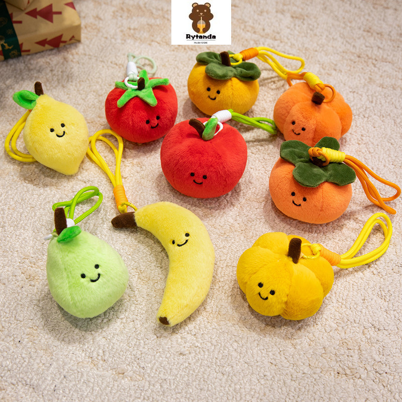 Rytanda Cà Chua Plushie Móc Khóa Trái Cây Rau Móc Chìa Khóa Chanh Chuối Mô Phỏng Dễ Thương Hồng Bí Ngô Lê Đỏ Táo Quà Tặng Sinh Nhật Cho Trẻ Em Mặt Dây Chuyền Mềm Trang Trí Ba Lô