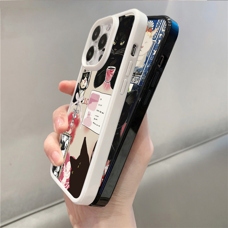 Dành Cho Mi 15T Pro Poco F7 M6 X6 Pro 4G X5 Redmi Note 14 13 Pro Plus 5G 12 11 13C 14C 13 12 10 Vintage Mèo Đen Chống Sốc Trong Suốt Mềm