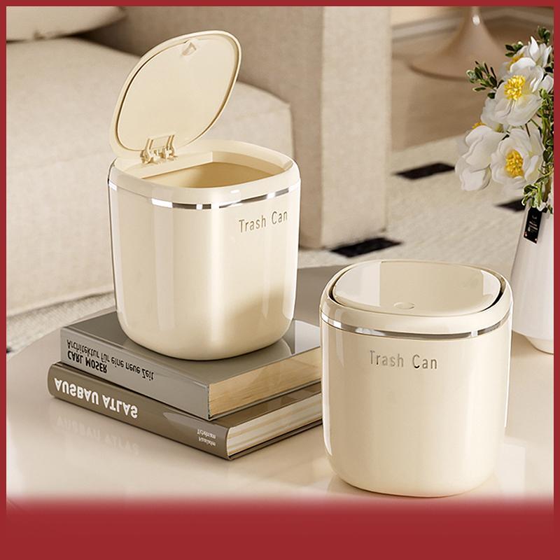 COD Thùng rác mini để bàn dùng trong gia đình Thùng rác thiết kế đẹp mắt mở nắp bằng cách nhấn