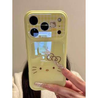 Sweet Girly Bảo Vệ Toàn Diện Ống Kính Hoạt Hình Dễ Thương Kẻ Sọc Hellokitty Acrylic Ốp Lưng Điện Thoại iPhone 17Promax 17Pro 15 16 Pro Max Vỏ Nữ Chống Sốc