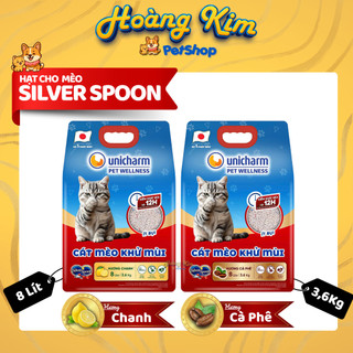 Cát Mèo Khử Mùi Silver Spoon Unicharm Pet Wellness Hương Cà Phê/Chanh 8Lbs Nhật Bản Ít Bụi