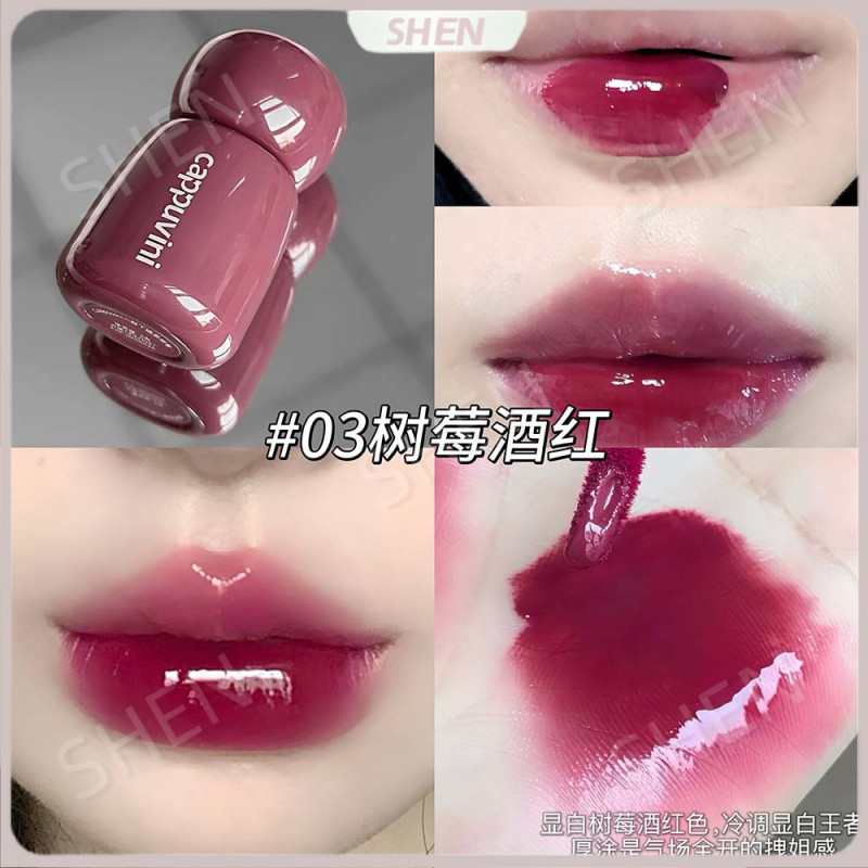 CAPPUVINI Chubby Ding Lip Glaze Matte Mirror Hai Bề Mặt Mượt Tinh Tế Giả Hình Mặt Màu