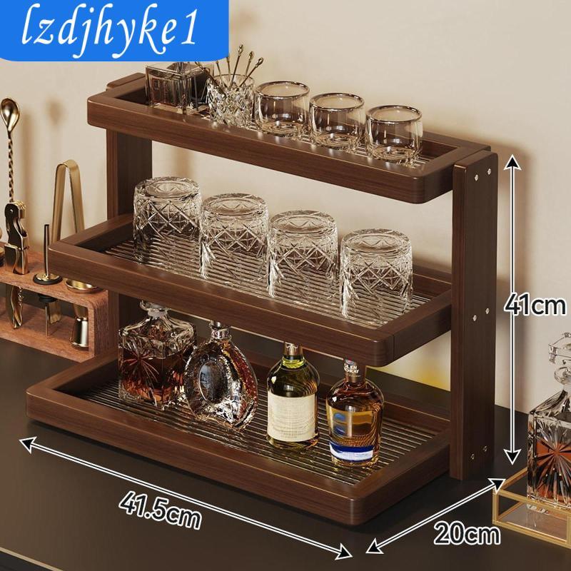 Vintage Hiển Thị Đứng Cho Cốc 3 Tầng Tre Acrylic Cốc Giá Để Bàn Kệ Sắp Xếp Cho Nhà Bếp Cafe Quầy
