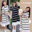 Trang phục bà bầu Thời trang mùa hè Slimer Look Sọc Khâu ren Đầm