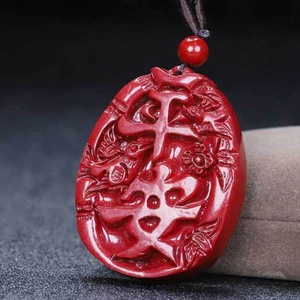 Mặt dây chuyền Cinnabar phong cách dân tộc cổ điển, phù hợp cho cả nam và nữ