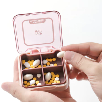 Hộp Đựng Thuốc Khay Chia Thuốc 4/7 Ngăn Trong Suốt,Dụng Cụ Cắt Thuốc Viên Nén Chính Xác Kiêm ZAA88