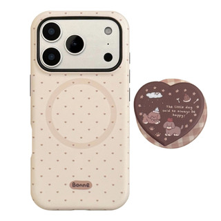 [Sheren] Ốp điện thoại hình chó con chấm bi màu nâu đơn giản Thích hợp cho i17 16 15 14 13 12 11 pro max Vỏ bảo vệ chống sốc