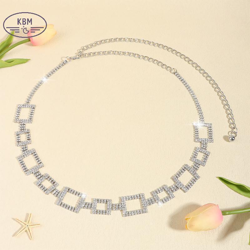 Đai thắt lưng kim cương giả và pha lê lấp lánh, dễ dàng điều chỉnh size - Phụ kiện thời trang cao cấp
