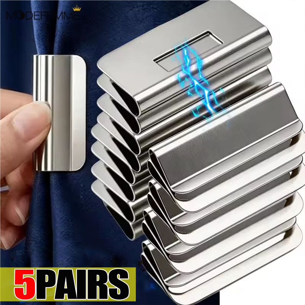 [H & L] 1 / 3 / 5 Cặp Kẹp Rèm Đen Phòng Ngủ | Nam Châm Thiết Kế Liền Mạch Để Bảo Vệ Quyền Riêng Tư, Lắp Đặt Không Móng Tay Cho Rèm Đôi, Kẹp Kim Loại Trang Trí Nhà