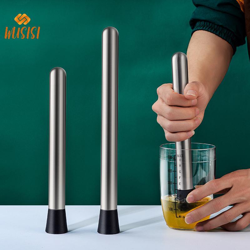 [WUSISI] Búa đá nghiền bằng thép không gỉ Đa chức năng Popsicle Sti Cotail Swizzle Sti Fruit Lemon Muddle Bar Dụng cụ MỚI