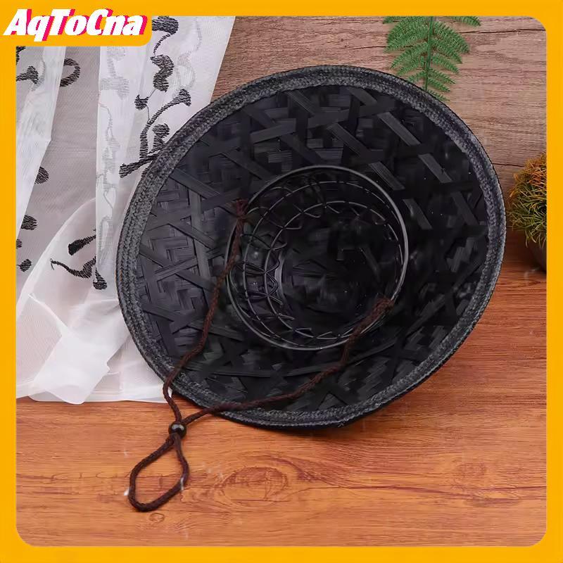 Nón tre mây hand-made retro với ống hút và mũ mưa, dùng làm đạo cụ khiêu vũ hoặc che nắng
