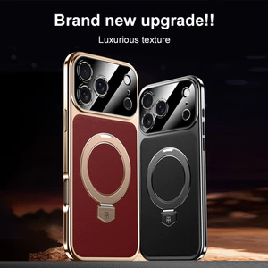 Ốp Điện Thoại Da Giá Đỡ Từ Tính Cho IPhone 17 Pro Max Air 16 15 14 17promax 16promax Vỏ Funda Chống Sốc