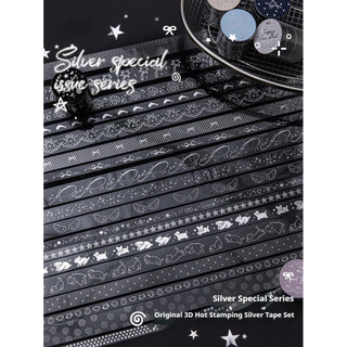 JIANWU 3 Cuộn / bộ Bạc Số Đặc Biệt Series Vintage Star Dots Vật Liệu Phong Cảnh Cắt Băng PET Tạp Chí Sáng Tạo Văn Phòng Phẩm