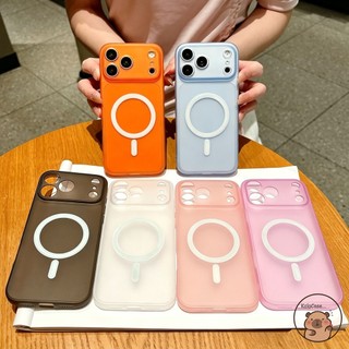 Dành Cho Realme 16 15 15X 15T 12 Pro Plus 11 11X 9i 7i Global 6i 5 5s 5i 5G 4G Vỏ Điện Thoại Màu Cam Từ Tính Đơn Giản Màu Kẹo Mờ Mờ Mờ Bé Trai Cô Gái Vỏ Trong Suốt
