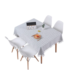 XYLJJ14 Vải Lanh Cotton Kết Cấu Bàn Vuông Khăn Trải Bàn Tua Rua Ren Cạnh Hình Chữ Nhật Tròn Vải Bàn Cà Phê Vải Tùy Chỉnh