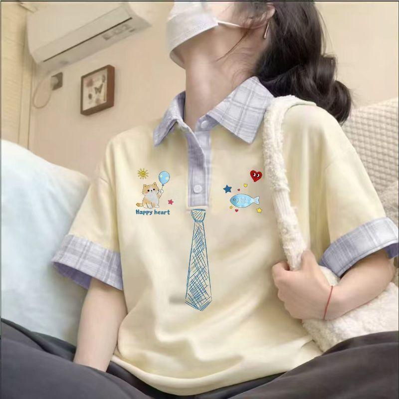 Áo Polo nữ mùa hè, cổ đứng, form rộng, chất liệu thoáng mát.