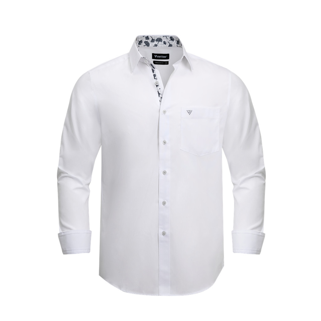 Áo sơ mi dài tay vạt tròn VIETTIEN vải Bamboo form REGULAR FIT VT00000731