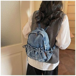 DULOREN Ba Lô Nữ 2026 Thời Trang Denim Đơn Giản Ba Lô Thường Ngày Phù Hợp Với Người Đi Học Nhỏ Túi