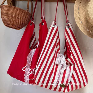 Mới Dung Tích Lớn Sọc Một Vai Thời Trang Túi Nữ Đơn Giản Lười Túi Tote Đi Lại Tất Cả Trận Đấu Thường Ngày Hai Mặt Underar