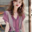 Áo Sơ Mi Nữ Tay Ngắn Sọc Nữ Áo Sơ Mi Công Sở Nữ OL Work Top