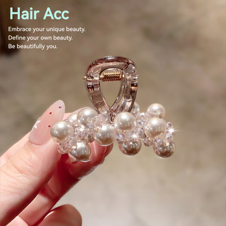 Đinh kẹp tóc tông màu champagne sáng bóng với trang sức ngọc trai và kim cương giả - Phụ kiện tóc công chúa cao cấp