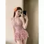 Váy bơi gợi cảm chất lượng cao màu hồng đen chấm bi, phù hợp cho kỳ nghỉ mùa xuân nóng bức