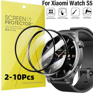 2-10 Chiếc Kính Cường Lực Cho Xiaomi Watch S5 S4 S3 S2 S1 Sport Pro Active Watch Bảo Vệ Màn Hình Cho Xiaomi Poco Mi Watch Lite Color Sports 2 5 Pro Kính Cong Cạnh Đen Phim