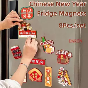 DARON 8 Cái / bộ Phong Cách Nam Châm Tủ Lạnh, Phim Hoạt Hình Sáng Tạo Năm Mới Nhãn Dán Từ Tính, Nhãn Dán Từ Tính 2026 Năm Con Ngựa May Mắn Tủ Lạnh Miếng Dán