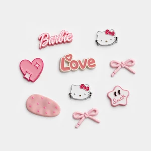 Set charm Hello Kitty tone Hồng barbie đầu mèo bạc (size bé) hàng VIP xịn - Set charm gắn dép siêu đáng yêu cute