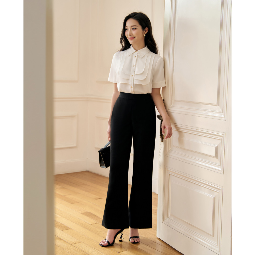 Áo sơ mi trắng nữ ELLA DORA cộc tay form gọn li hợp thiết kế thanh lịch phong cách công sở [SM179]