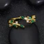 Nhẫn zircon màu tươi, thiết kế nhỏ nhắn Mori lá, có thể điều chỉnh