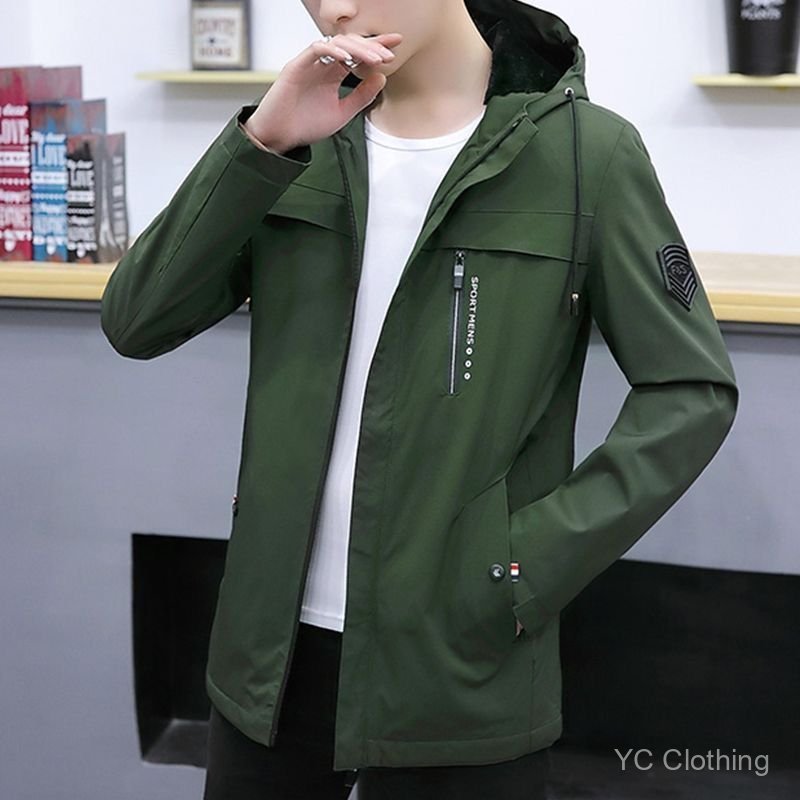 Áo khoác nam in hình thường ngày mùa xuân thu vừa vặn phong cách Hàn Quốc Áo khoác mỏng / lông cừu tùy chọn