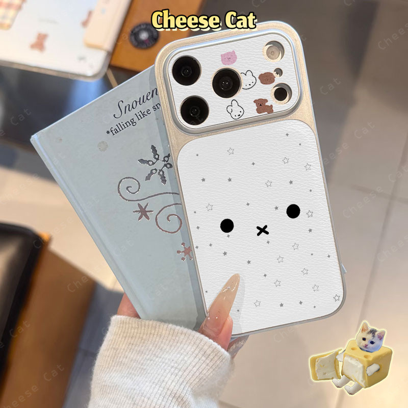 Miff Ốp điện thoại iPhone bằng da thỏ phong cách đơn giản Hàn Quốc cho iPhone 13 14 15 16 11 12 17 Pro Max XR Xs Max