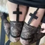 Tất lưới đen trắng phong cách gothic chữ thập siêu mỏng, phù hợp cho người yêu thời trang gợi cảm