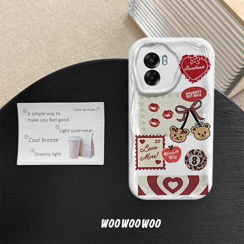 Ốp Lưng Cho OPPO A54 4G A57 4G A77 A77S Phim Hoạt Hình Kem Cặp Đôi Hoa Mềm TPU 3D Sóng Silicon Vỏ Điện Thoại
