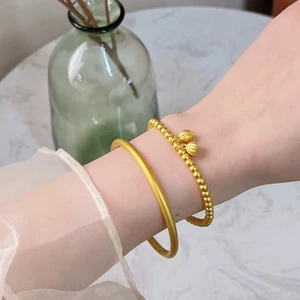 Vòng tay hạt sen và trái tim cổ xưa, dây xích co giãn, phụ kiện thời trang mỗi ngày