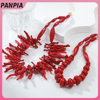 PNPIA - Set 2 Vòng Cổ San Hô Đỏ Phong Cách Vintage Boho, Thích Hợp Làm Quà Tặng Thời Trang Cho Bé Gái