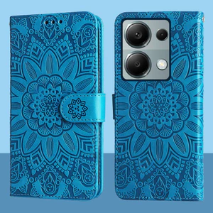 Ví da từ tính Flip Case cho Redmi Note 13 Note13 Pro 4G 5G Vỏ điện thoại hoa hướng dương dập nổi