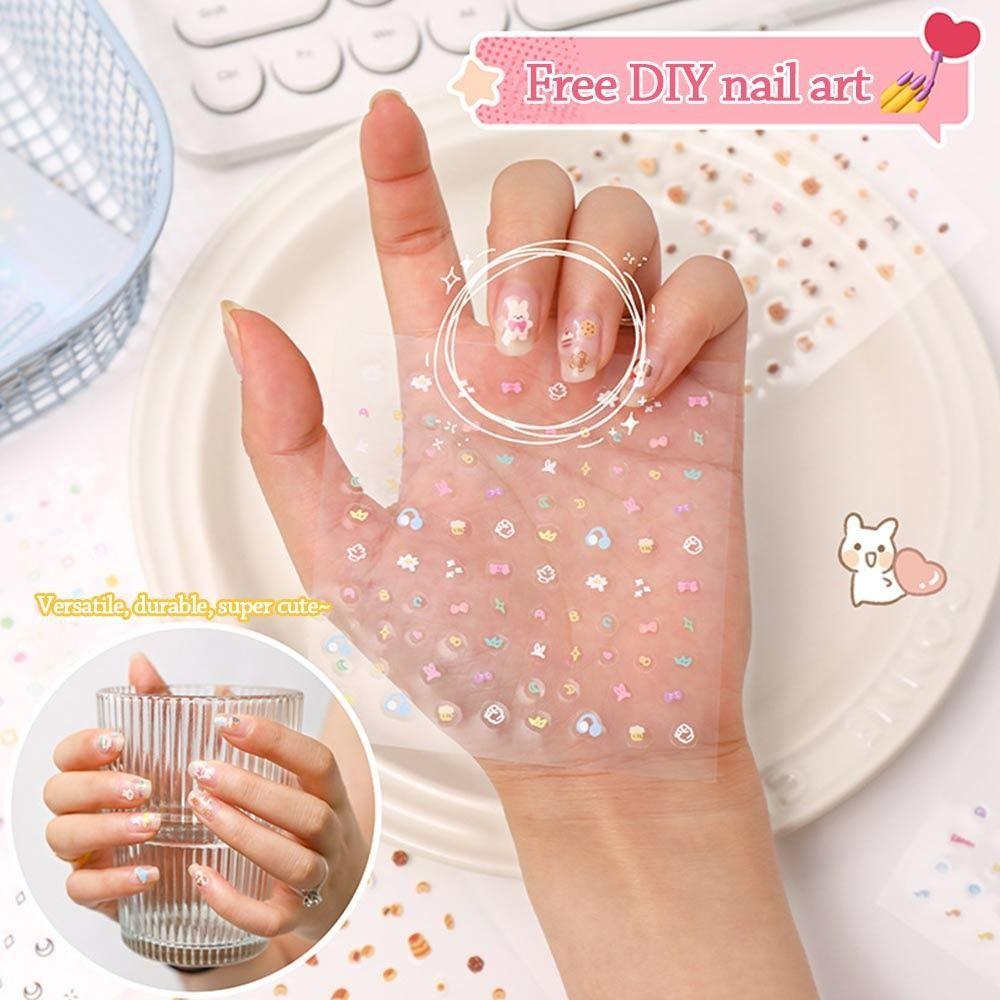 YOKEY 24 Cái / bộ Miếng Dán Cốc, Miếng Dán Móng Tay Đa Năng Dập Nổi Mềm, Miếng Dán Hoạt Hình Không Dính Trong Vườn Để Trang Trí Móng Tay Nghệ Thuật