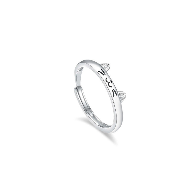 Nhẫn đôi nhật ký mèo và chó bạc Sterling